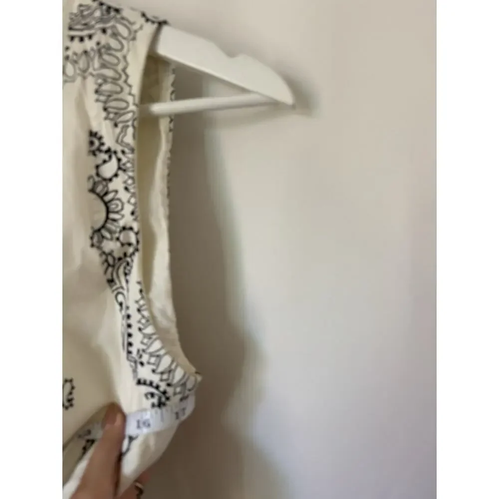 Torri Burch White Paisley Midi Wrap Dress 8 Sleeveless V Neck Pockets